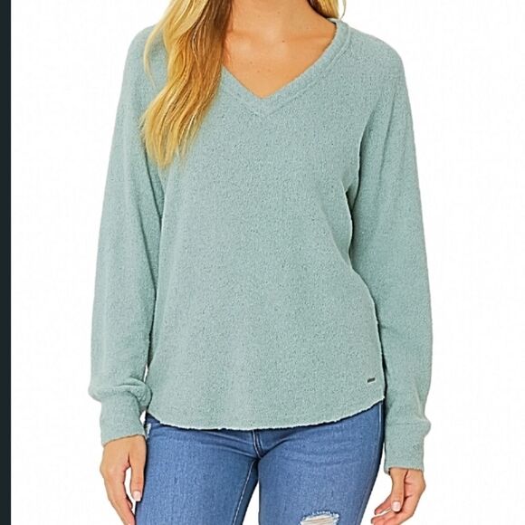 Hollister Seafoam Green V Neck Long Sleeve Soft Sweater - Medium - Picture 1 of 15